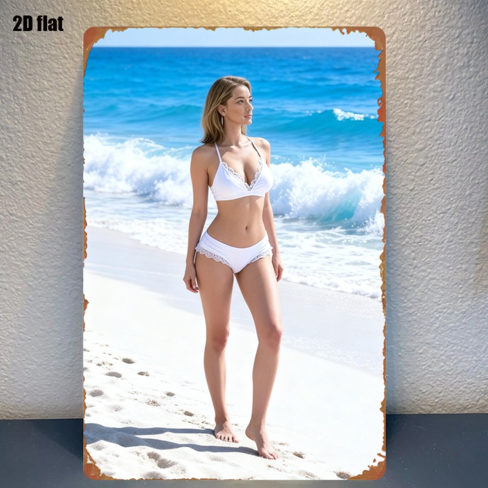 Home Cinema Blanc - White Bikini Beach Metal Sign 8x12in