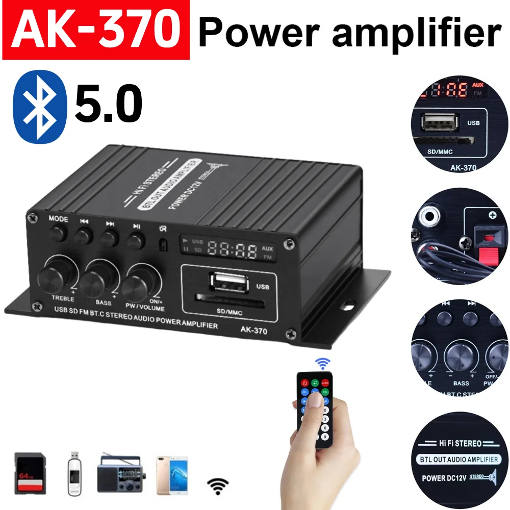 AK-370 Bluetooth Amplifier Pow - огляд і ціна Home Cinema Audio System