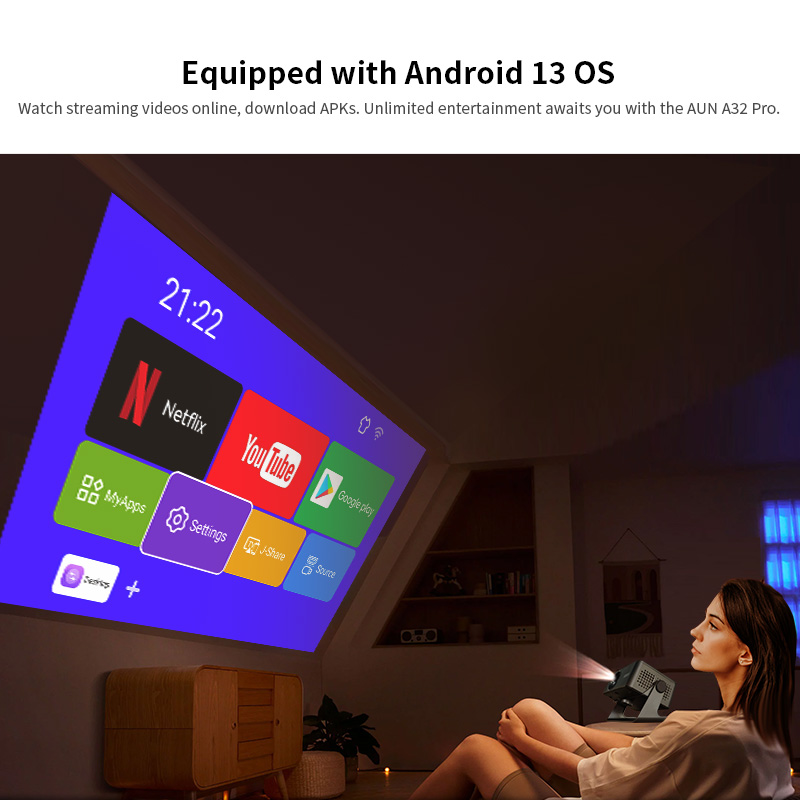 AUN A32 Pro Android 13 Project - огляд і ціна Home Cinema Movies