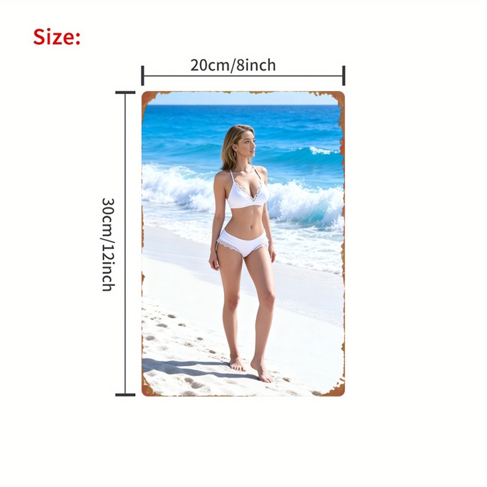 White Bikini Beach Metal Sign  - огляд і ціна Home Cinema Blanc