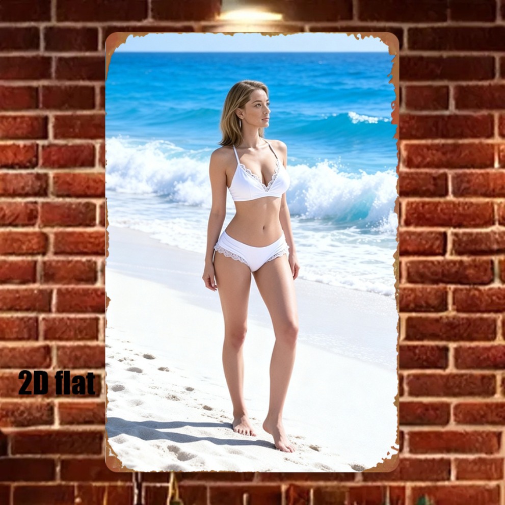White Bikini Beach Metal Sign  - огляд і ціна Home Cinema Blanc