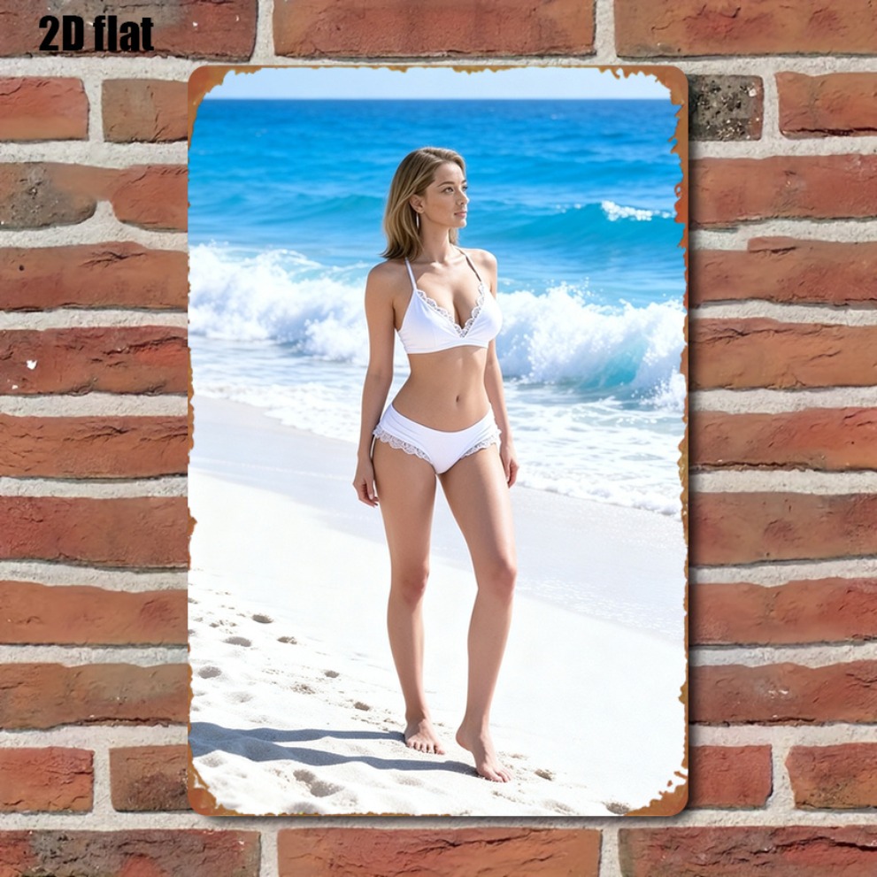 White Bikini Beach Metal Sign  - огляд і ціна Home Cinema Blanc