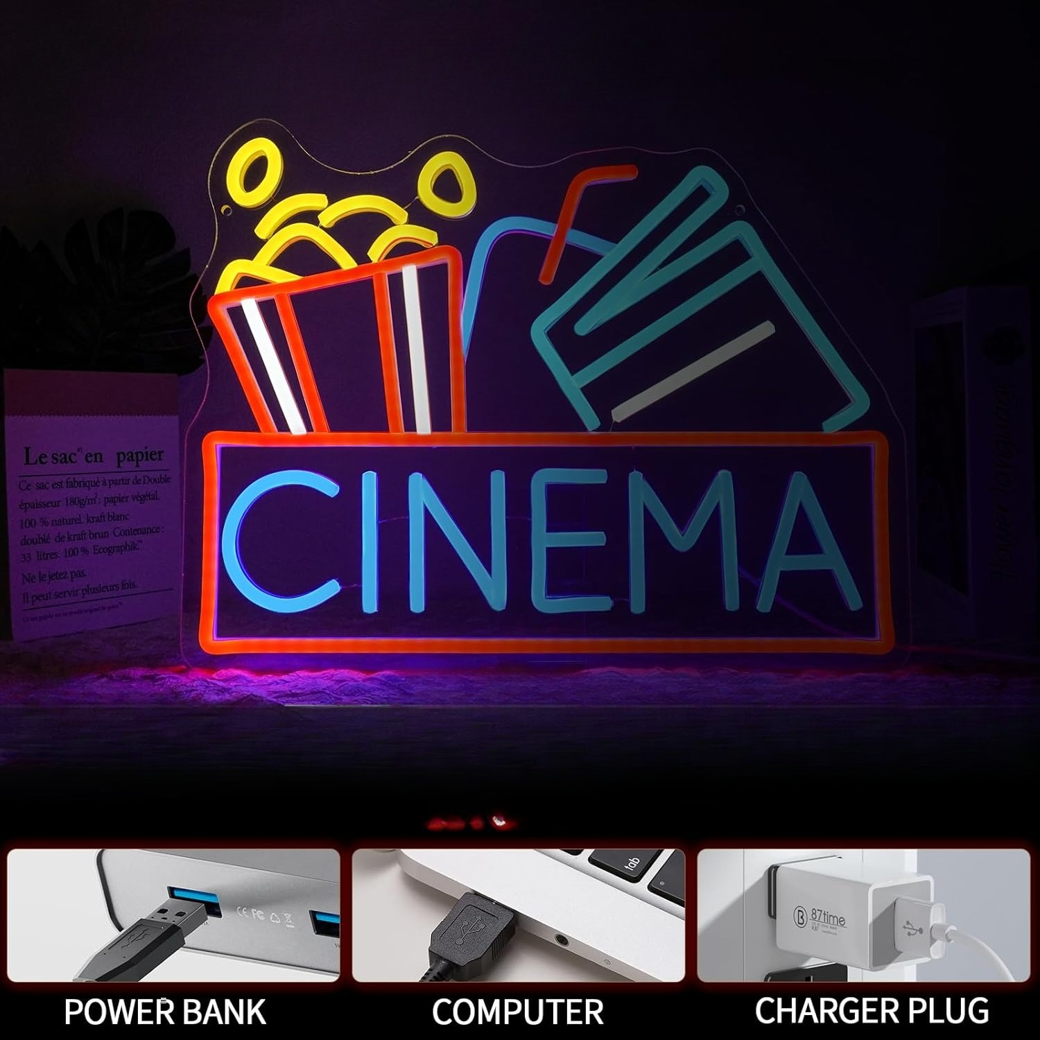 Cinema Neon Sign USB Powered L - огляд і ціна Home Cinema Movies